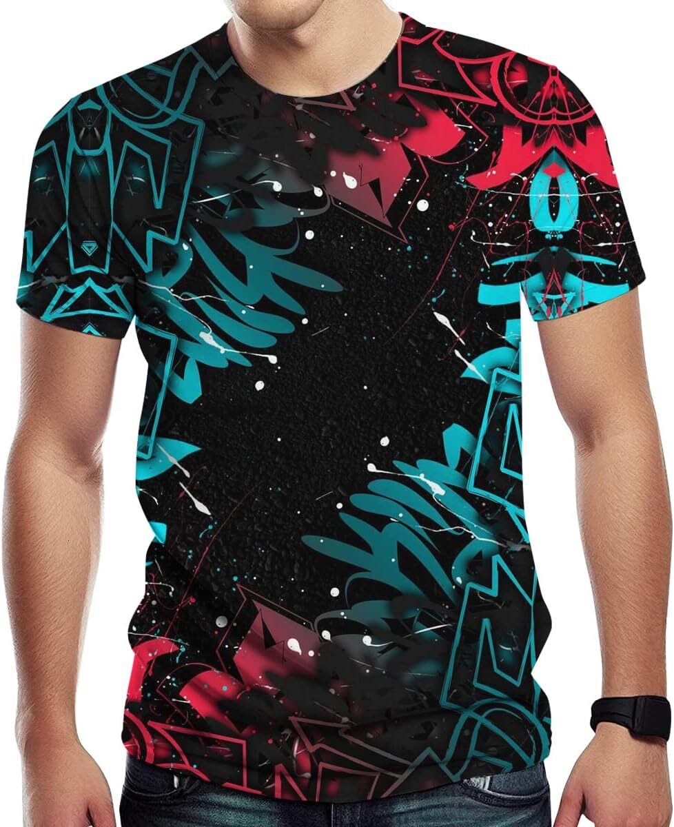 Mens T shirt Novelty Graffiti Graphic Print Tee Men's Casual T Shirt tee Casual tops summer clothes Fashionable and cool