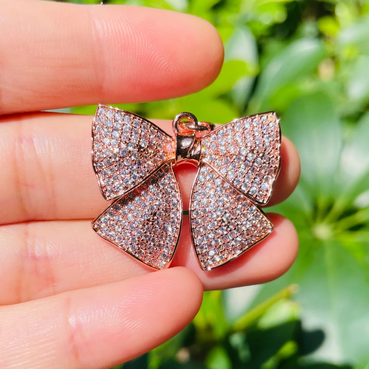 5pcs Large Size Bow Tie Charms for Women Bracelets Necklaces Making Zirconia Paved Bling Pendants Jewelry Accessory Supply 241023