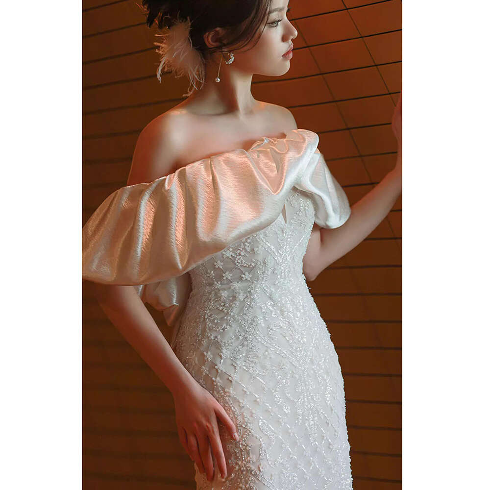 Fashion Women's Backless Strapless Satin Removable Hem Mermaid Bride Custom Wedding Dress Elegant 2023