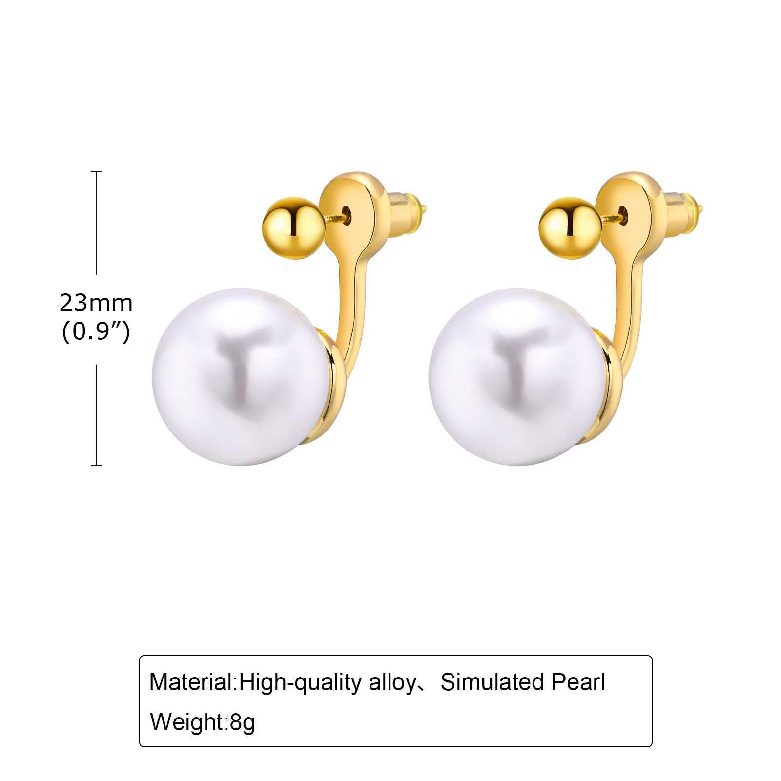 Vnox 1 Pair Minimalist Round Simulated Pearl Earrings for Women Girls Simple Dainty Ladys Party Ear JewelryX241023