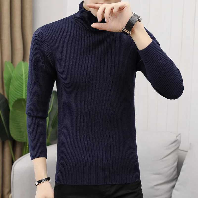 New Autumn Winter Turtleneck Sweater Men Solid Color Casual Wool Knitted Pullovers Sweater Mens Slim Fit Pullover Mens Clothing LX241024