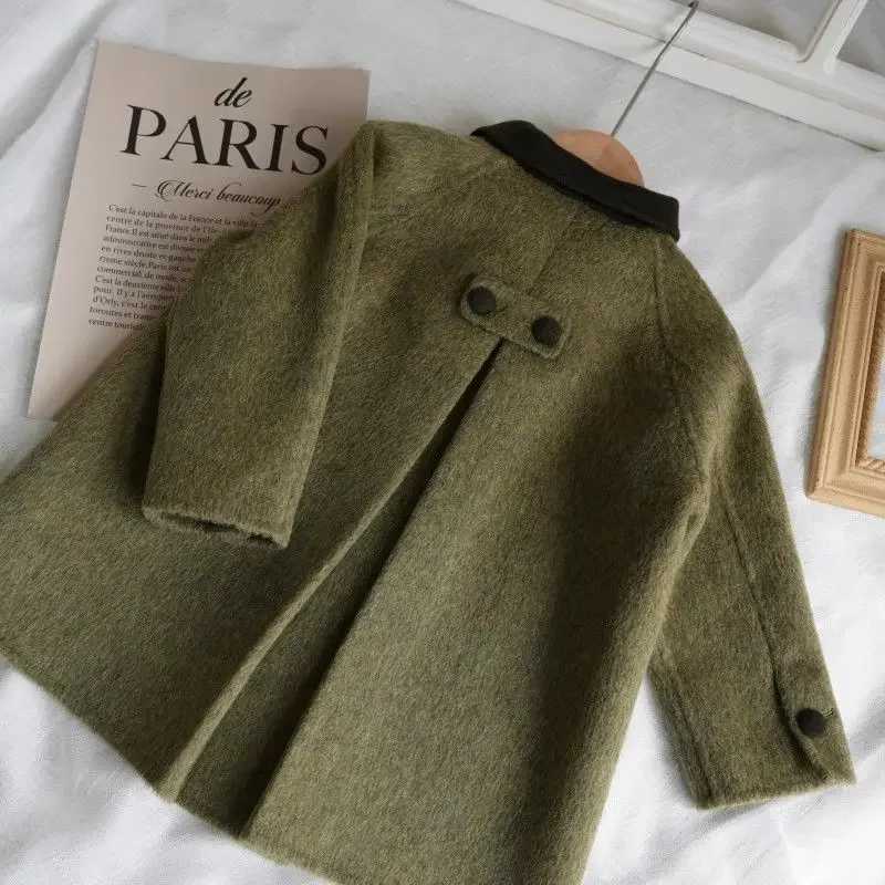 Childrens Clothing 2024 Winter New Fashionable Double sided Wool Coat Childrens Wool Coat W241023