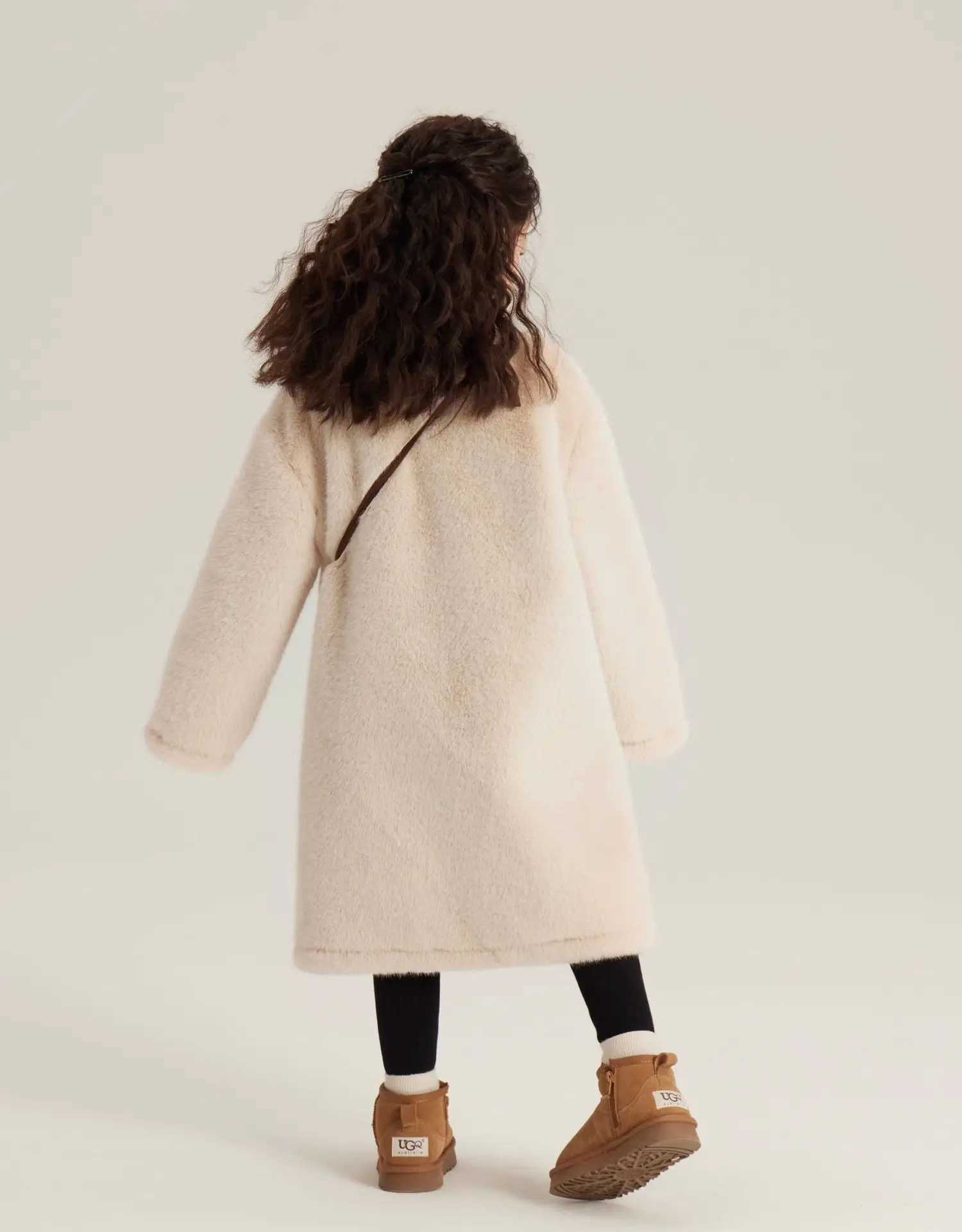 Girls winter imitation fur coat elegant banquet childrens coat beige baby artificial rabbit fur coat princess jacket TR198 W241023