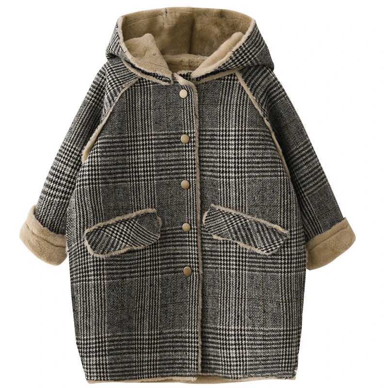 4-15 year childrens winter womens clothing plain weave thick wool jacket jacket youth clothing wool long jacket warm wool W241023