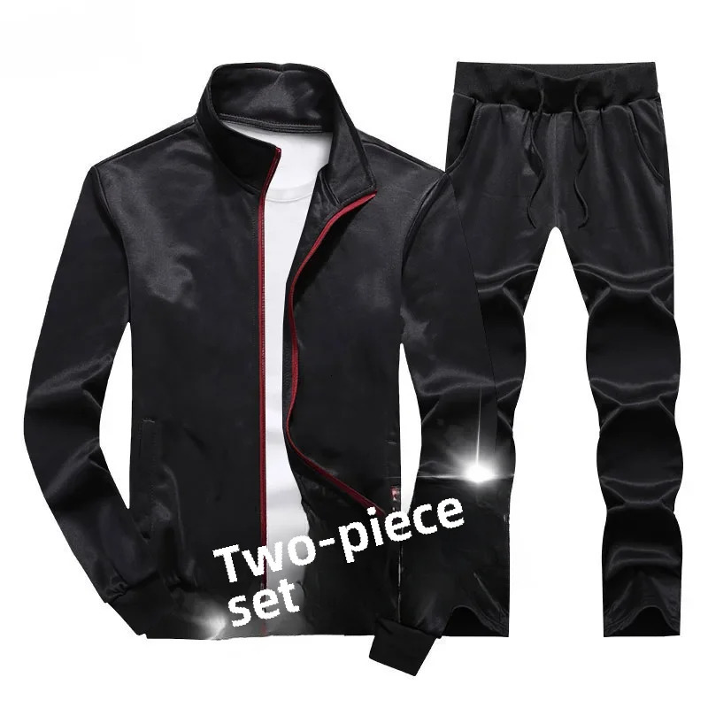 Middle aged and elderly mens autumn/winter 2-piece fashion cardigan casual sportswear versatile simple business mens clothing 241024