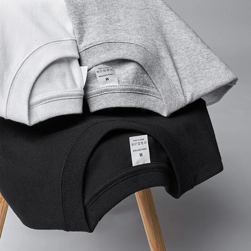 Autumn 100% pure cotton white black T-shirt mens waist O-neck basic long sleeved Harajuku top S-3XL 241024