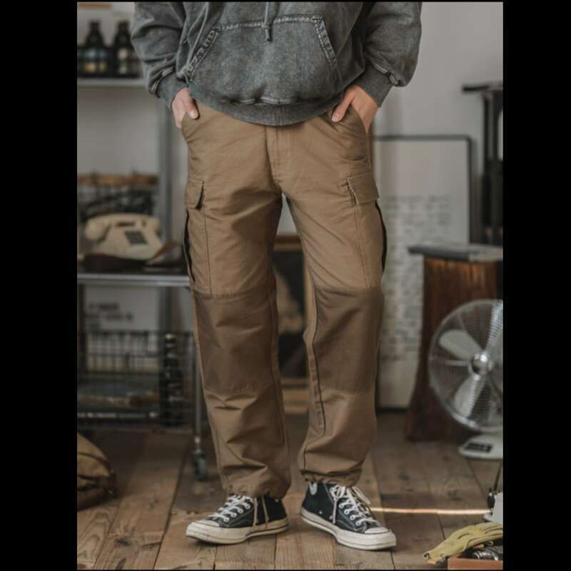 Heavyweight Cotton Camouflage Cargo Pants Loose Straight Men's Casual Trousers Multi Pocket Outdoor Camping Trekking Longs