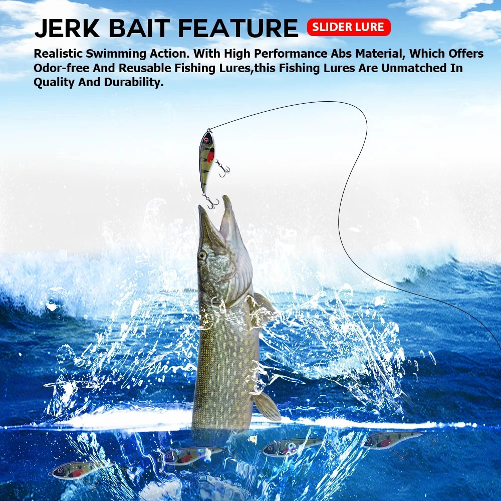 TSUYOKI Musky Jerkbaits Slow Sinking Slider Lures 90mm105mm Loud Sound Crankbaits Westin Lure Jerkbait Fishing for Pike Walleye 241024