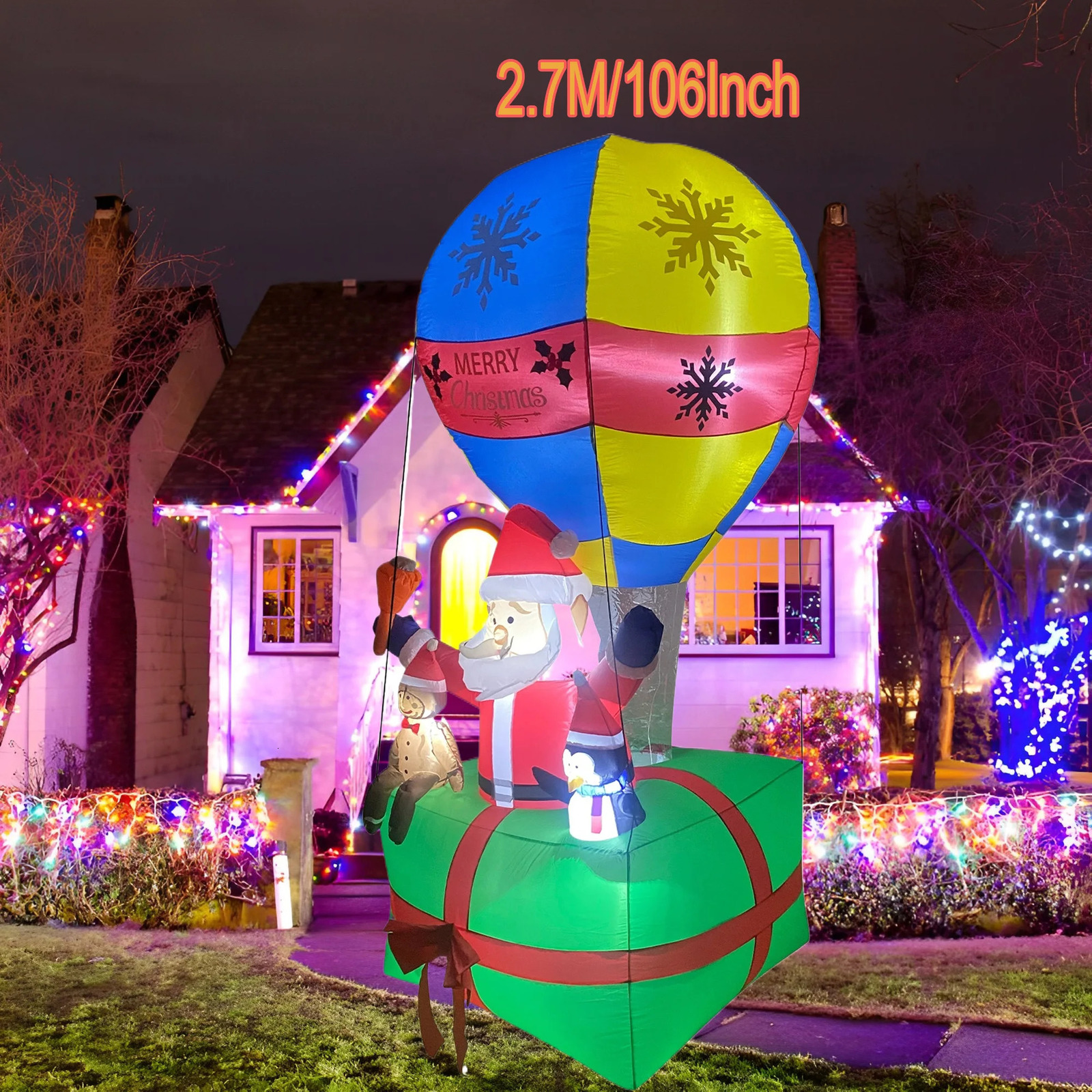 Christmas Inflatable Outdoor Garden Glowing Christmas Holiday Decoration Doll Air Balloon Santa Claus Snowman Celebration Event 241024