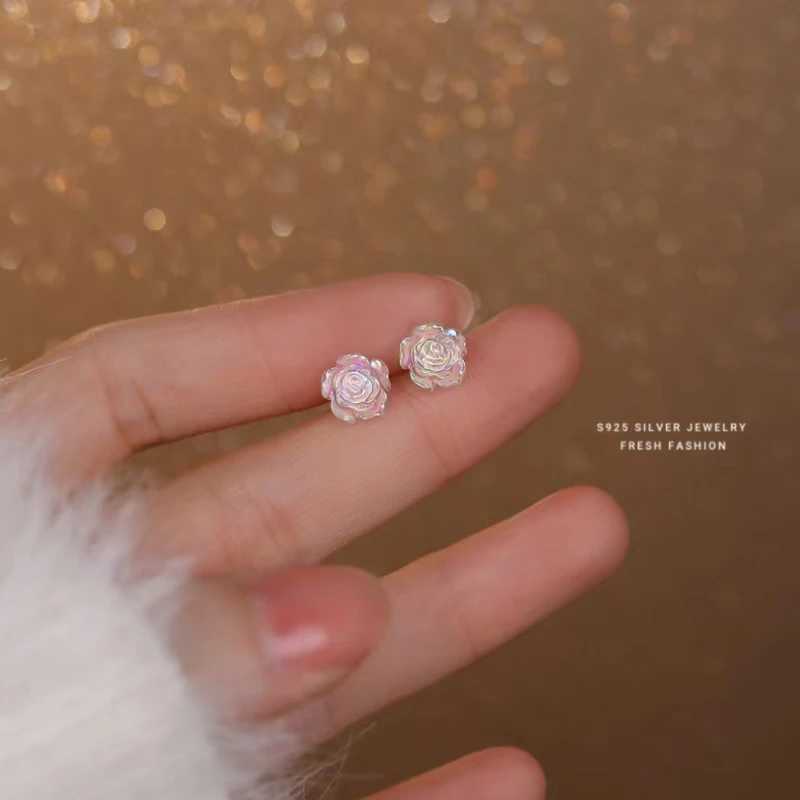 2024NEW S925 Sterling Silver pin flower stud earrings Noble romantic style suitable for banquet gifts and partiesX241023