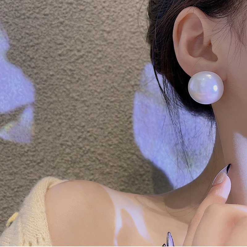 Ins Exaggerated 2.5cm Half Round Big Simulated Pearl Earrings White Statement Earrings For Women Korean Earrings Jewelry GiftX241023