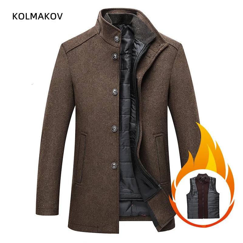 high-quality wool windbreaker for mens winter mens wool jacket mens fashionable warm wool coat plus size M-XXXL 241024