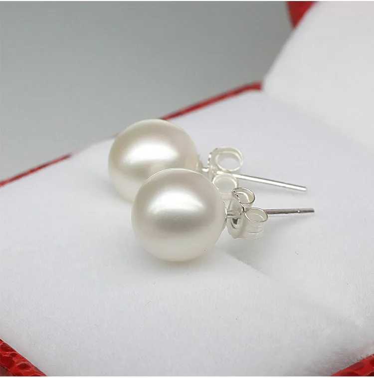 925 sterling silver 6mm/8mm/10mm freshwater cultural pearl button ball earrings suitable for women as the best jewelry gift W241023