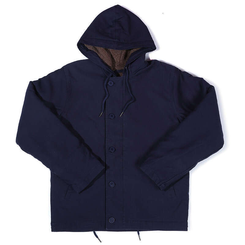 Okonkwo-Hooded Deck Jacket Men Thick Lamb Fleece Cotton Coat Outdoor Trekking Camping Hiking Travel Blazer Toog Navy N-1 N2