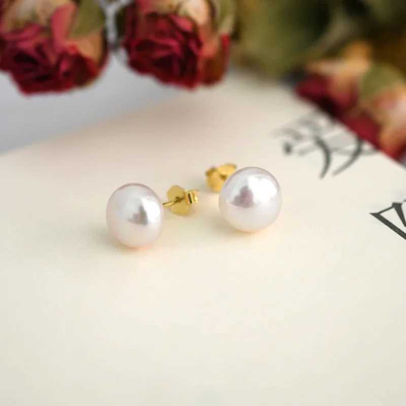 ASHIQI 925 Sterling Silver Natural Freshwater Pearl Stud Earrings White Pink Purple Gold plated for women JewelryX241023