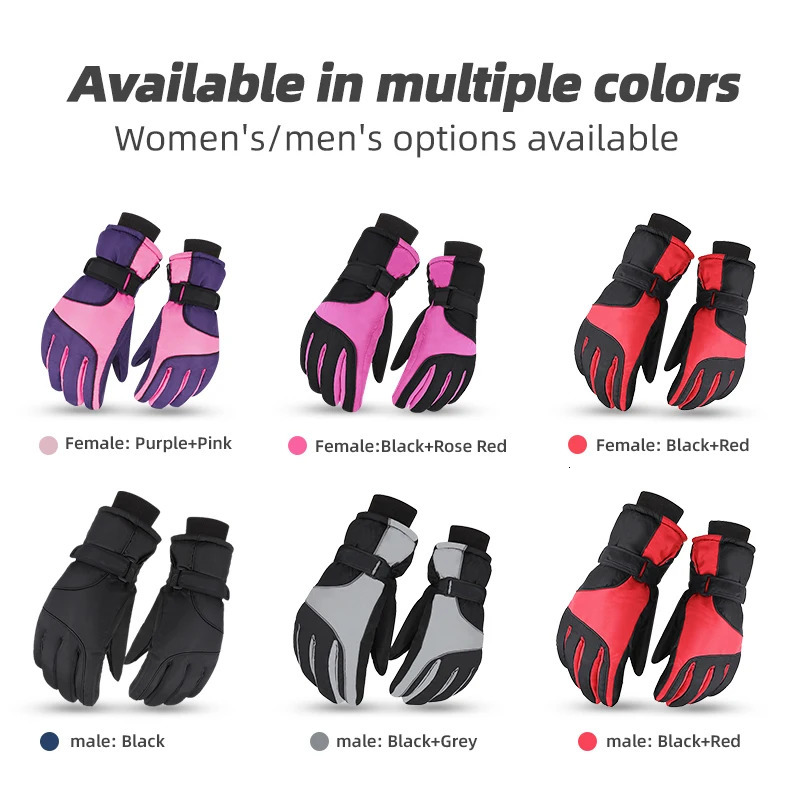 PHMAX Ski Gloves Winter Windproof Snowboard Men Women Wind Proof Thermal Fleece Touch Screen Skating Motorcycle 241024