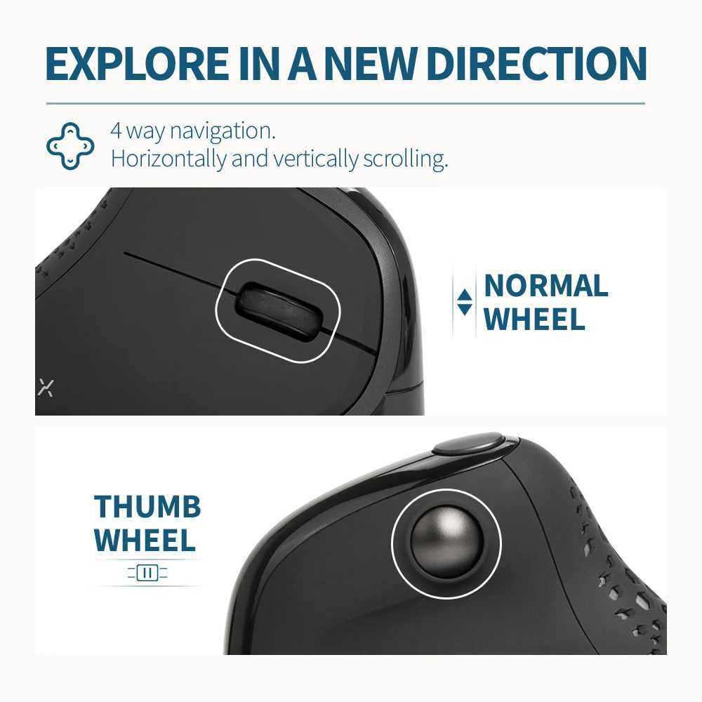 Delux M618XSD Seeker Ergonomic Vertical Mouse with OLED Screen 4000DPI Rechargeable 1000mA Removable Back Cover For ComputerLX241024