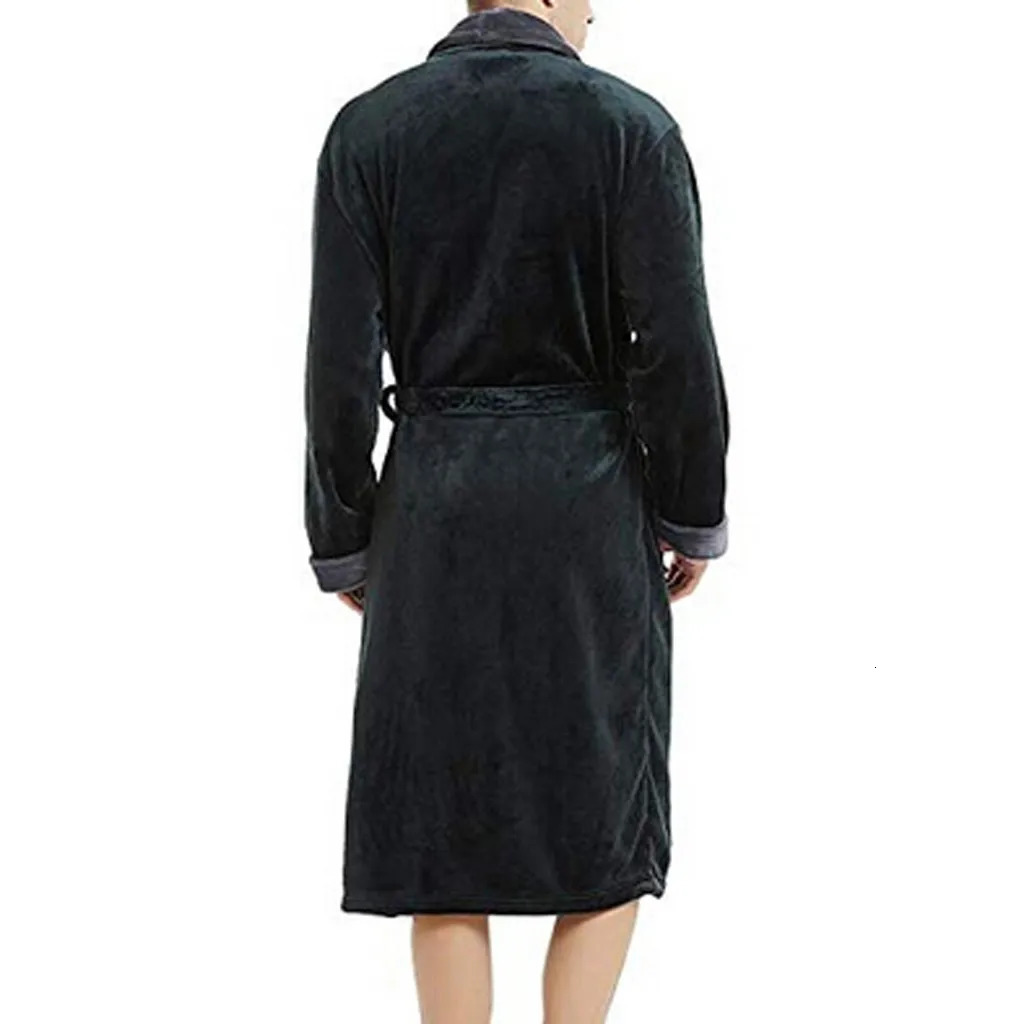 winter mens bathroom solid color with flannel hooded bathrobe pocket warm mens evening gown mens pajamas 241023
