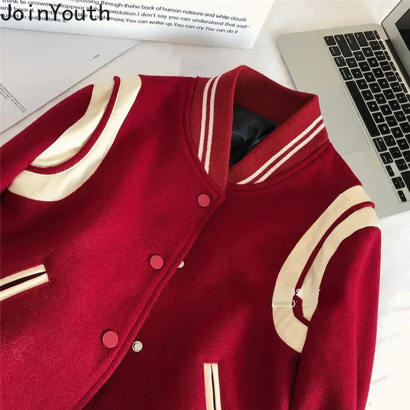 Womens Clothing Fashion Jacket Womens Thick Casual Red Baseball Uniform Ropa Mujer Loose Korean Oversized Coat Y2k Top 241024