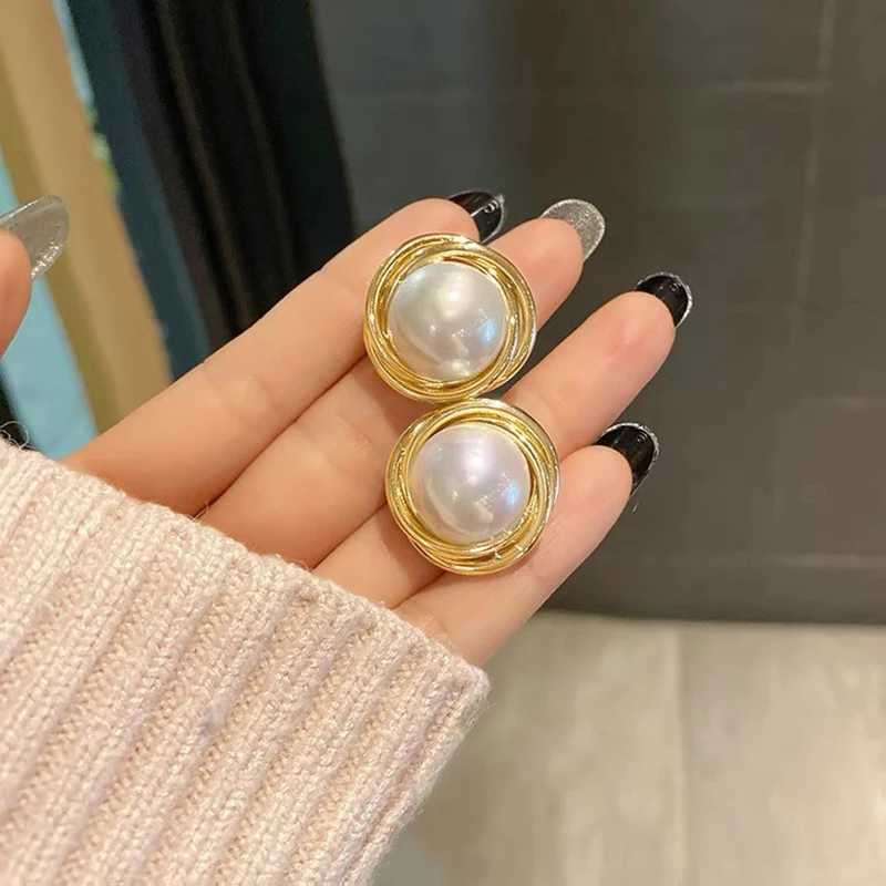 New Minimalist Retro Weave Imitation Pearl Stud Earring for Women Girls Party Jewelry Wedding Friend Birthday GiftX241023