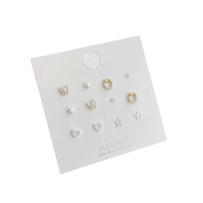 1 set of fashionable and exquisite pearl stud earrings set simple and cute Korean style small stud earrings suitable for womens party jewelry gifts W2