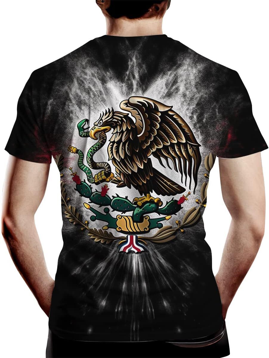 Mens T shirt Men's Novelty T Shirt,Mexican Flag and in Front and Back tee Casual tops summer clothes Breathable and stylish