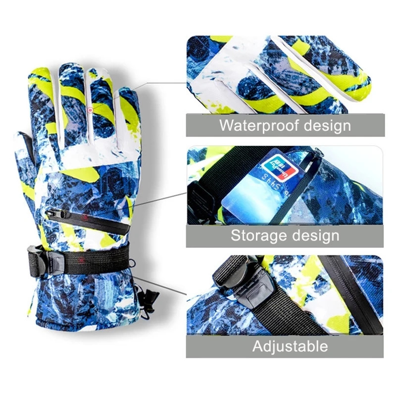 Winter Snowboard Ski Gloves PU Leather Nonslip Touch Screen Waterproof Motorcycle Cycling Fleece Warm Snow Unisex 241024