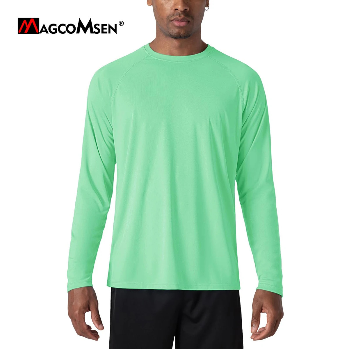 MAGCOMSEN Mens UPF 50Long Sleeve UV resistant T-shirt Summer Quick drying Fishing Sunscreen Sweatshirt Running Roller Top 241024