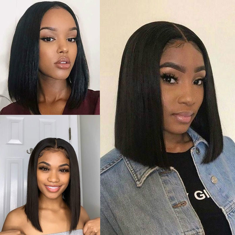 Women's fashion medium-length wig clavicle hair Bob head cover female chemical fiber straight hair