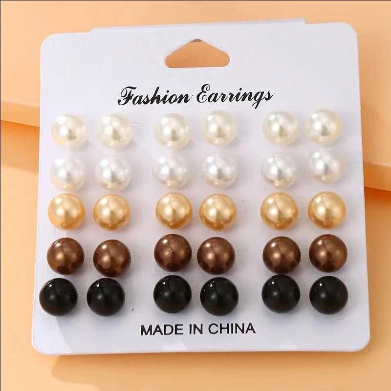15 pairs of combinations simple and cute niche design vintage high-quality Beanie earrings shell pearl decoration W241023