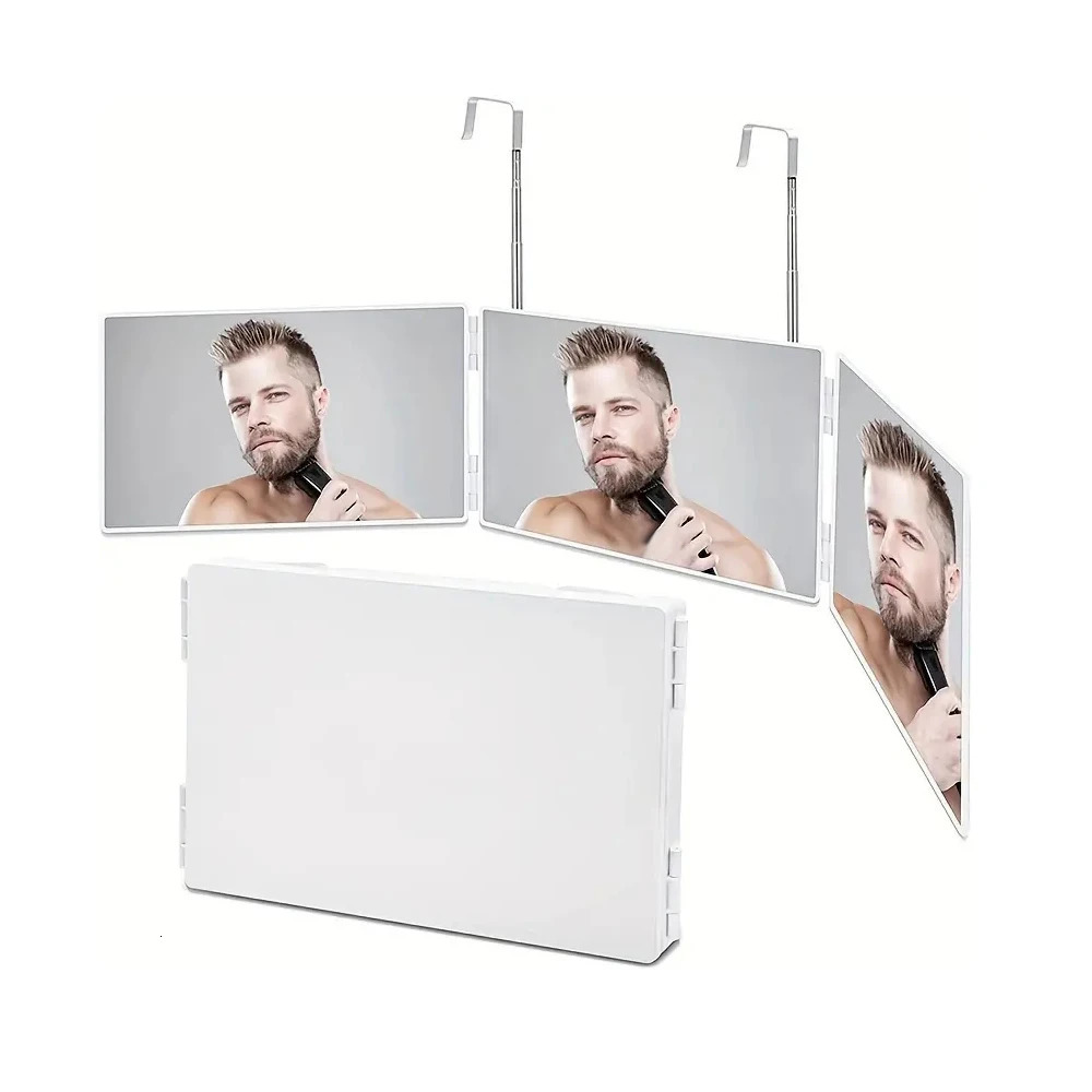 White Retractable Adjustable Hanging Three Mirrors Makeup Folding Fold Mirror Spot Portable Cosmetic 241024