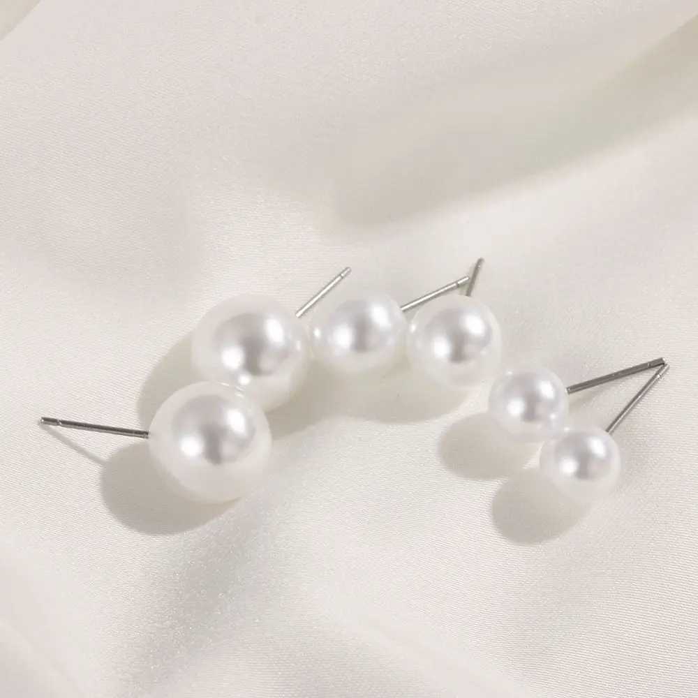 5 pairs of elegant pearl earrings Korean small round pearl earrings suitable for women simple wedding party jewelry 4/5/6/8/10/12mm W241023
