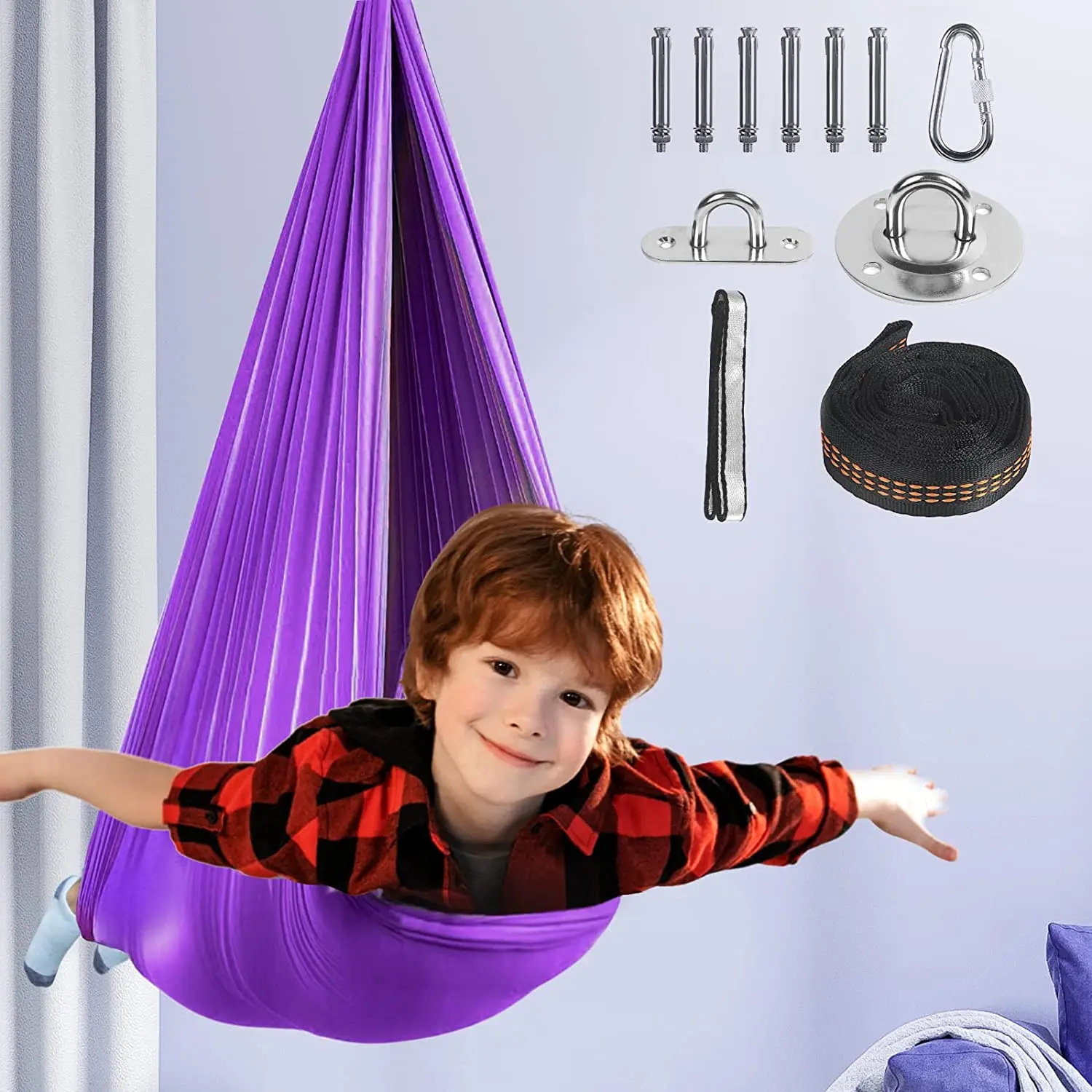 1528M Aerial Yoga Hammock Swing Set High Quality Silk Fabric Strap Fixed Tray Suitable for Fitness Indoor 241024