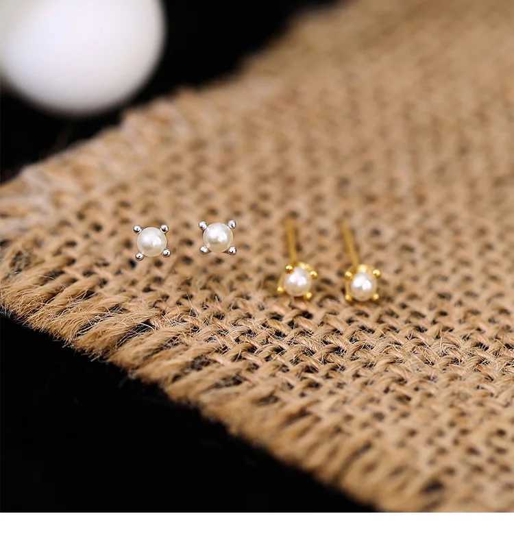 yichong 2024 Trend Mini Pearls 100% Sterling 925 Silver needle Small Stud Earrings for Women Female Fine Jewelry WholesaleX241023