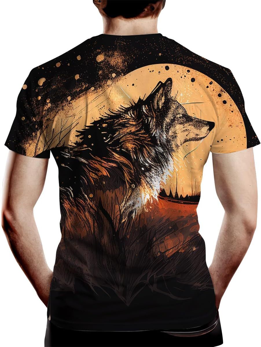 Mens T shirt Men's Wolf Graphic 3D Print Cool Casual Tee Top tee Casual tops summer clothes Breathable