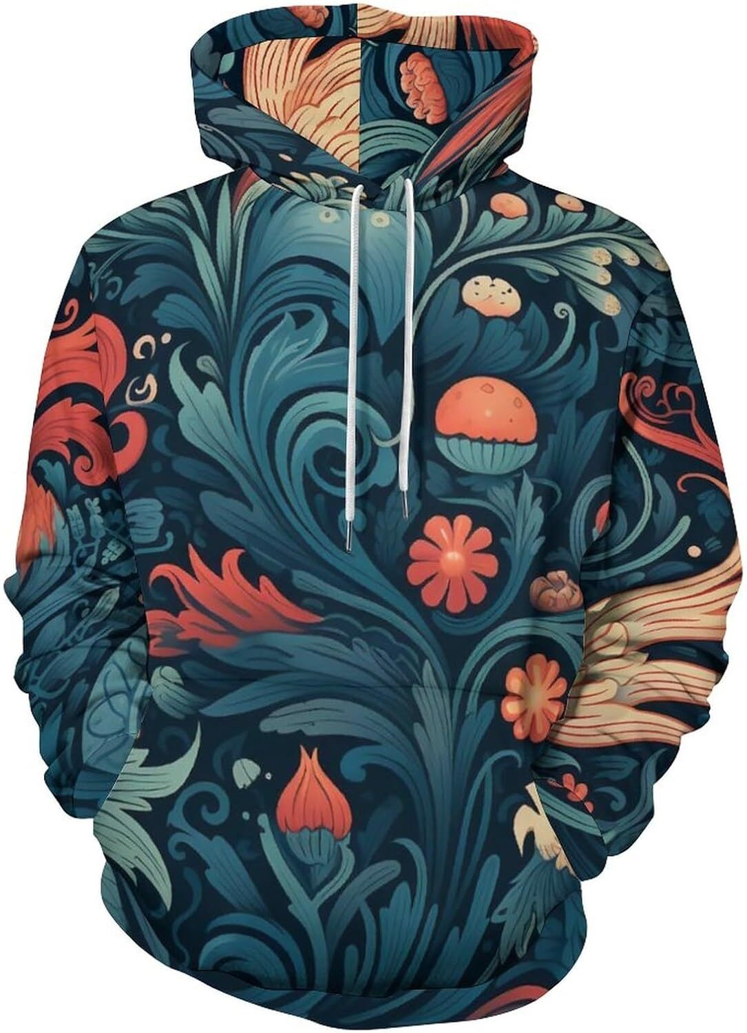 Hoodie for Mens Womens Novelty Floral Pullover Hoodie, 3D All Over Print Unisex Streetwear Sweatshirt, Loose Long Sleeves Tracksuits Graphic Fashion t