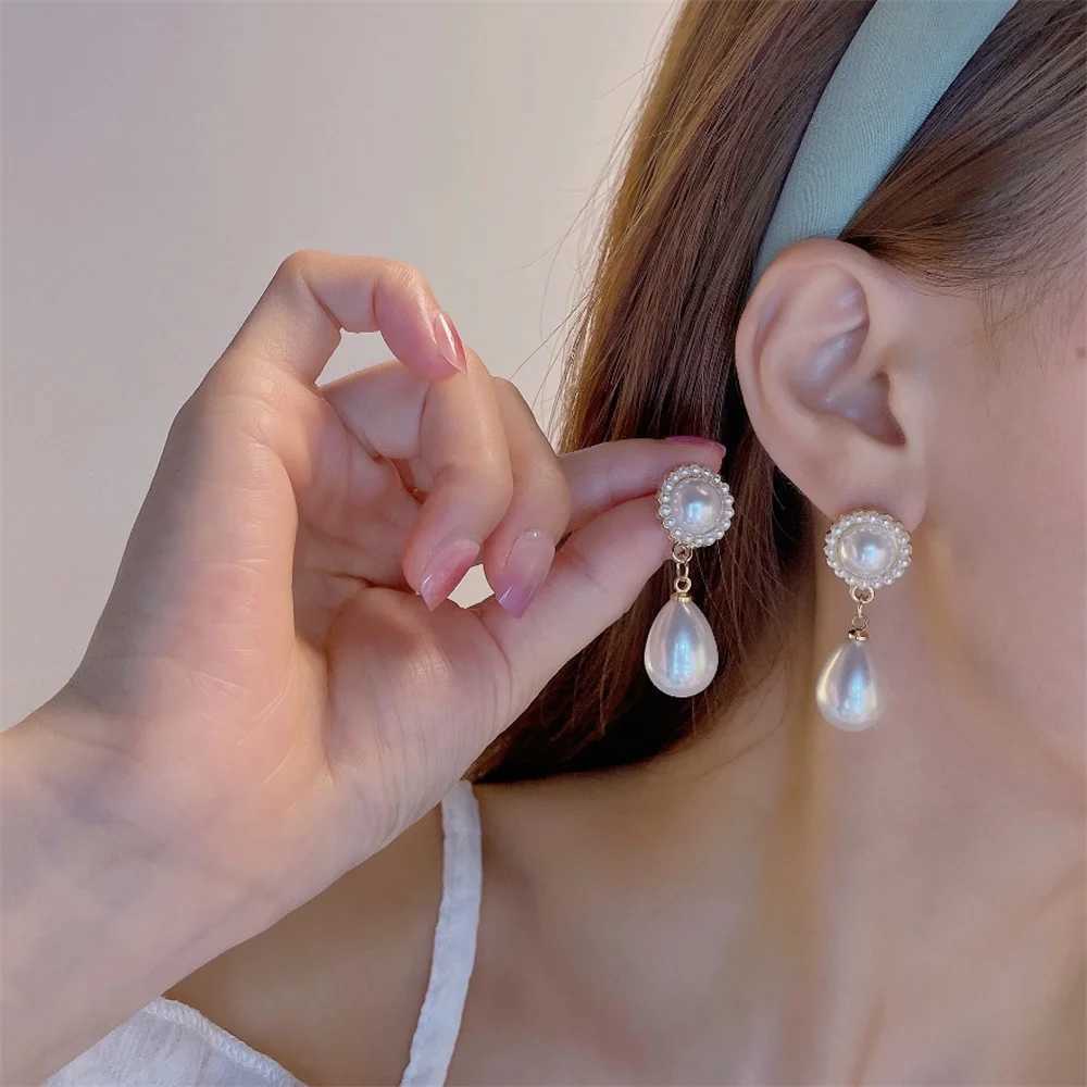 Water Drop Simulated Pearl Dangle Earrings for Women Fashion Ladies Ear Accessory Vintage Wedding Engagement Party JewelryX241023