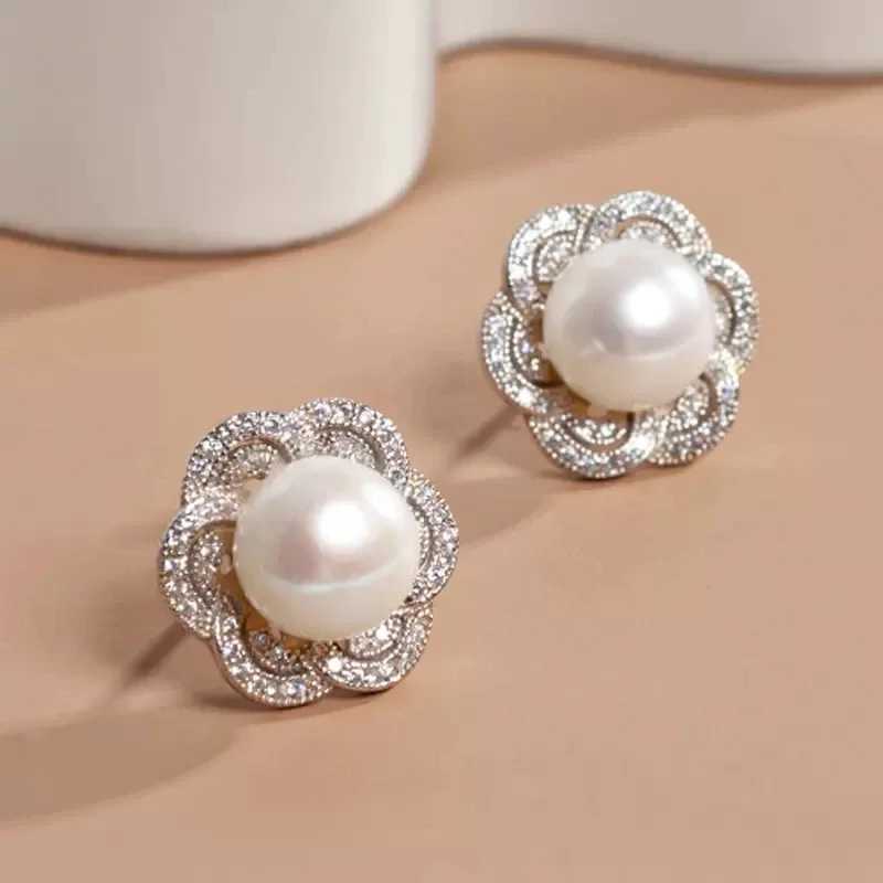 CAOSHI Delicate Simulated Pearl Stud Earrings for Women Silver Color Jewelry for Engagement Ceremony Elegant Lady AccessoriesX241023