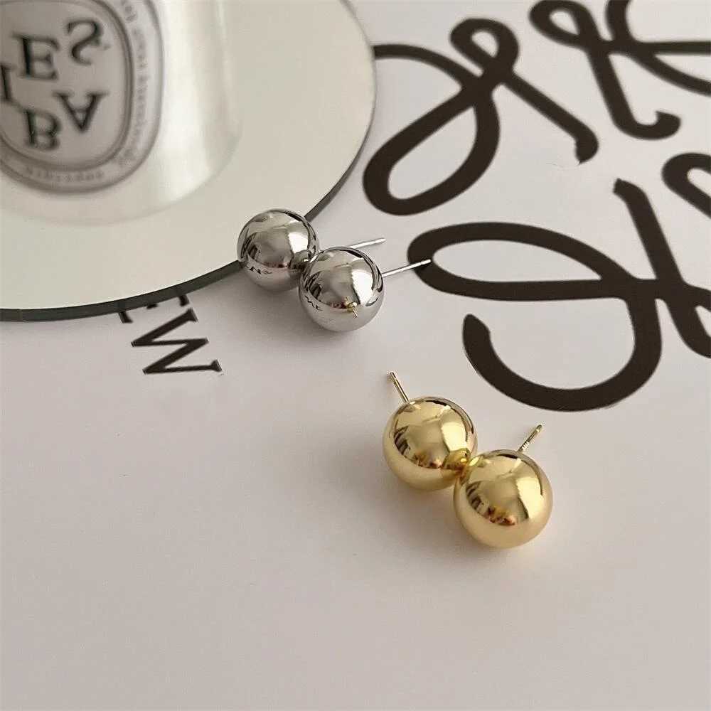 Gold Color Simple Round Ball Small Stud Earrings for Baby Women Girls Fashion Piercing Jewelry WholesaleX241023