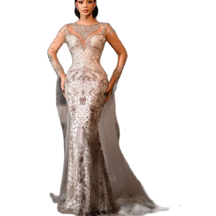 Urious Saudi Arabia Mermaid Wedding Dresses Scoop Neck Beads Bridal Gowns Custom Made Plus Size Crystal Formal Dress Robe De Soiree