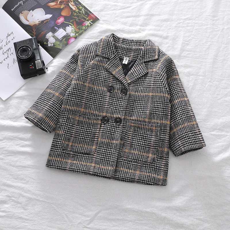 Childrens plain weave wool jacket Korean version fashionable warm clothing boys and girls autumn and winter cotton jacket outdoor clothing W241023