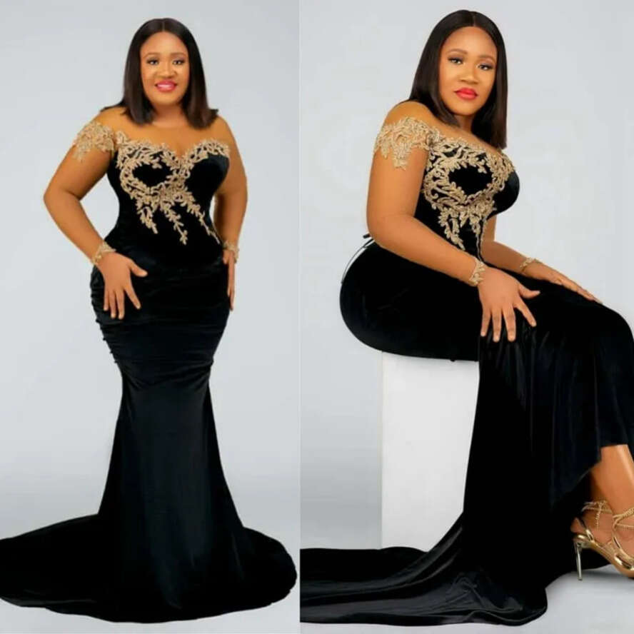 Size Plus Aso Ebi Prom Mermaid Lace Promdress Evening Dresses Elegant Formal Dress For Special Ocns Engagement Gowns Second Reception Gala Gown St