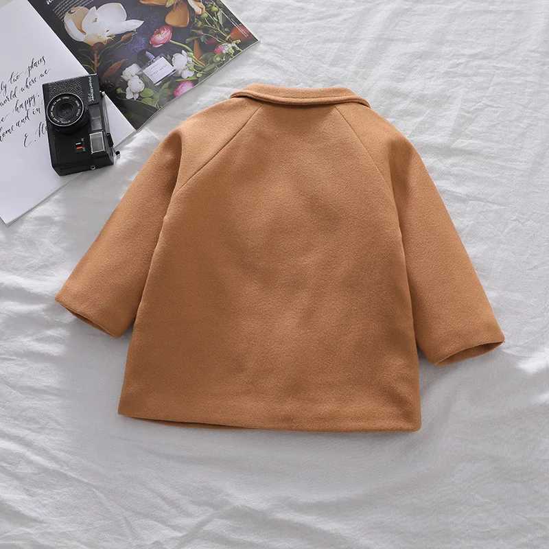 Childrens plain weave wool jacket Korean version fashionable warm clothing boys and girls autumn and winter cotton jacket outdoor clothing W241023