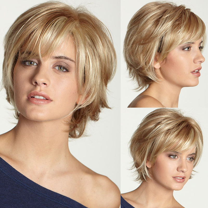 New arrival wig female fashion short straight light blonde short curly hair full head wig
