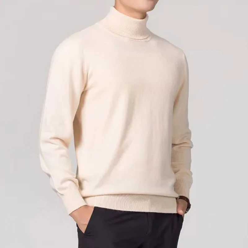 Sweatwear Mens Sweater Solid Color High Neck Pullover Knitted Warm Turtleneck Sweatwear Woolen Mens Winter Outdoor Basic Tops LX241024