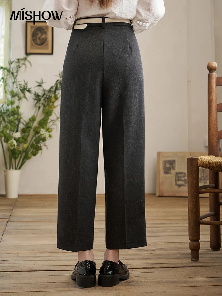 Mishhow French Tea Break Womens Casual Pants Spring High Waist Loose Pants Zipper Flying Pocket Solid Trouser MXD12K0599 241023