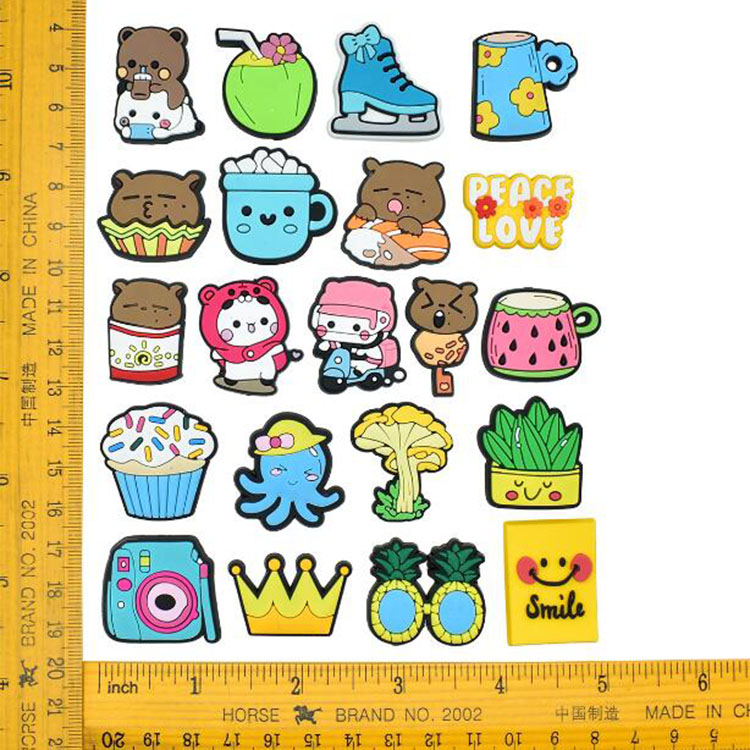 new style cartoon animal plant and fruit food drink muti shape shoe flowers clog accessories for bracelet wristband pin
