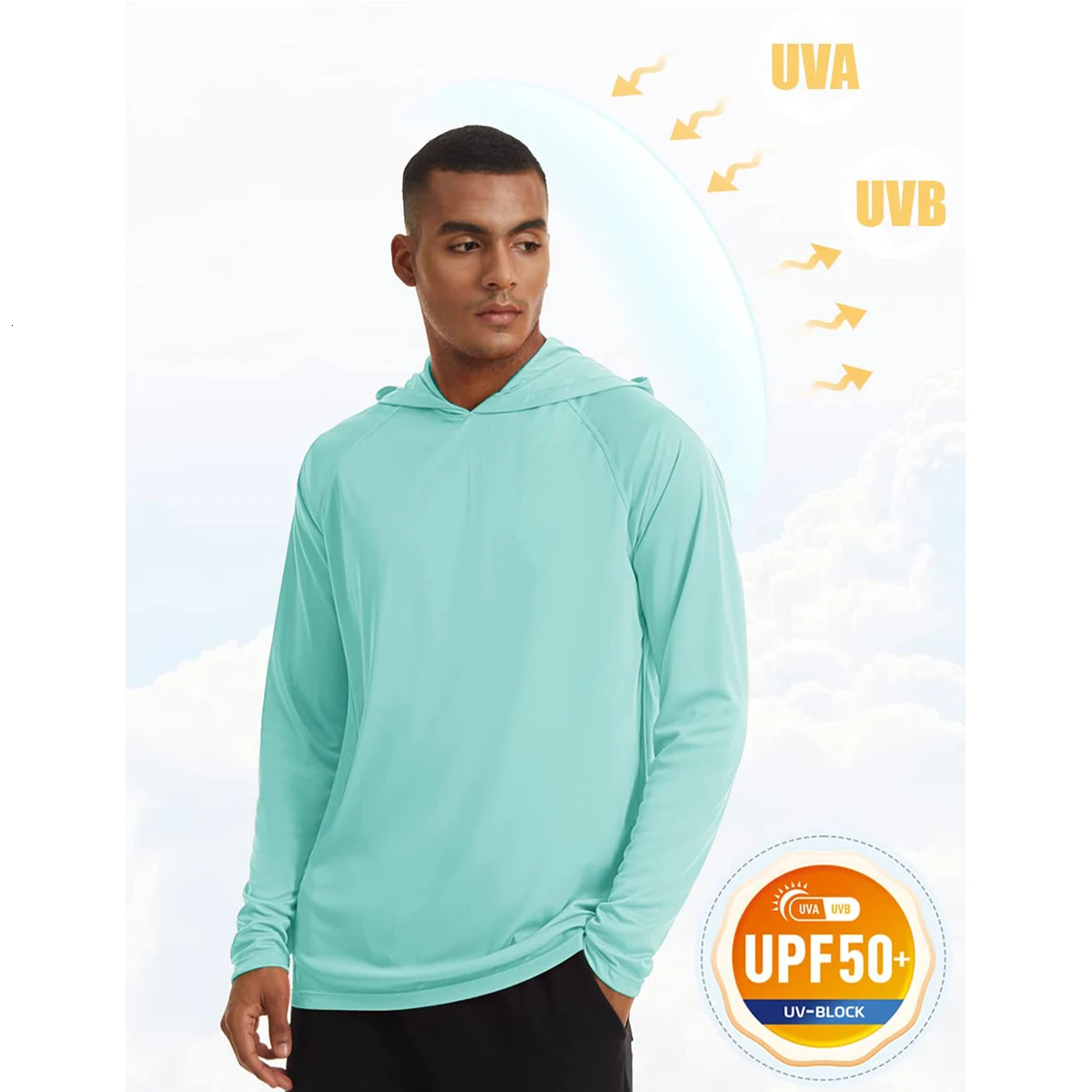 MAGCOMSEN Mens Hoodie UV Sunscreen T-shirt UPF 50Long Sleeve Quick drying Hoodie Summer Beach Leisure Sports Hiking Sweater 241024