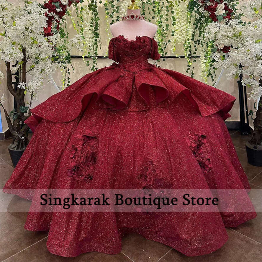 2024 Rose Gold Quinceanera Dress Ball Gown Off The Shoulder Wers Appliques Beading Pageant Sweet 15 Party Wear Custom