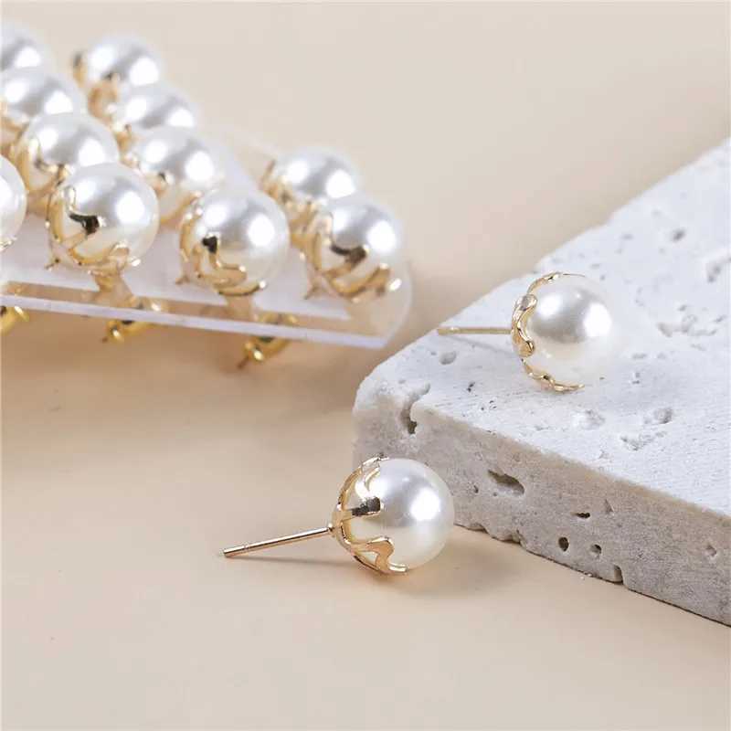 12 pairs/set of white simulated pearl earrings suitable for womens earrings round earrings jewelry gifts 7mm 9mm 11mm W241023